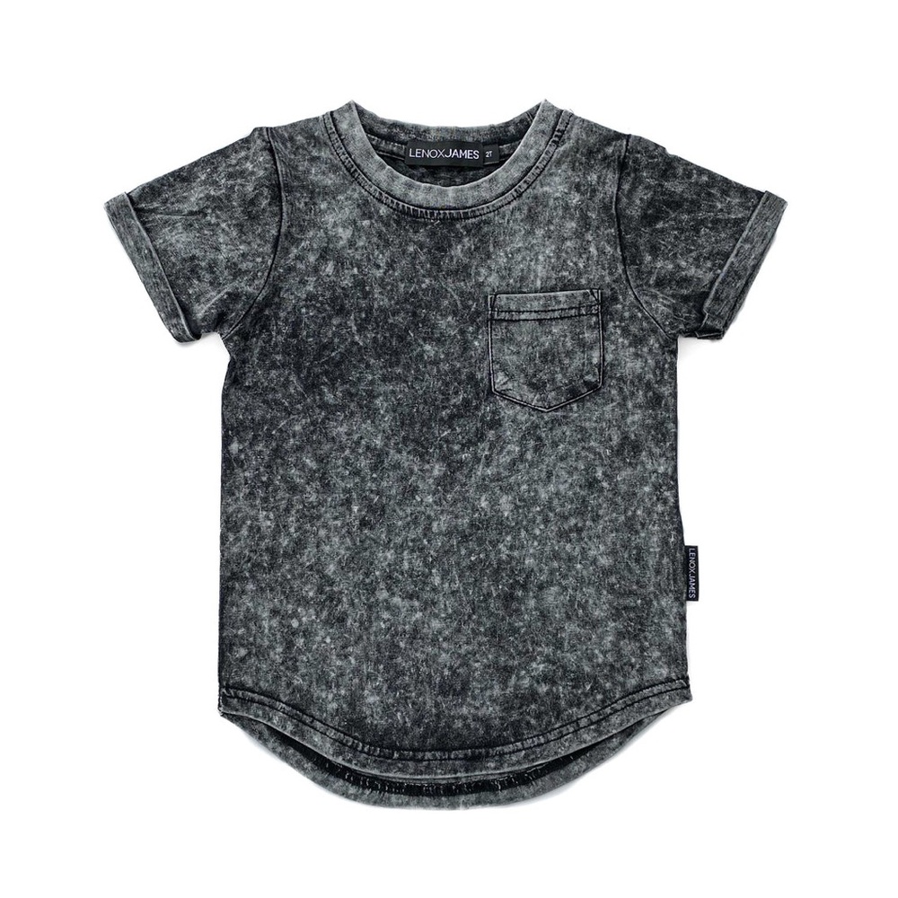 LENOX JAMES STONEWASH POCKET TEE - CHARCOAL